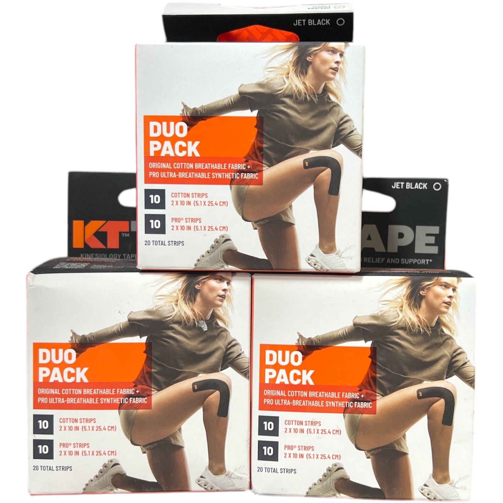 3x KT Tape Duo Pack 20 Strips 2-10″ 10 Cotton 10 Pro Strips Each Box Brand New
