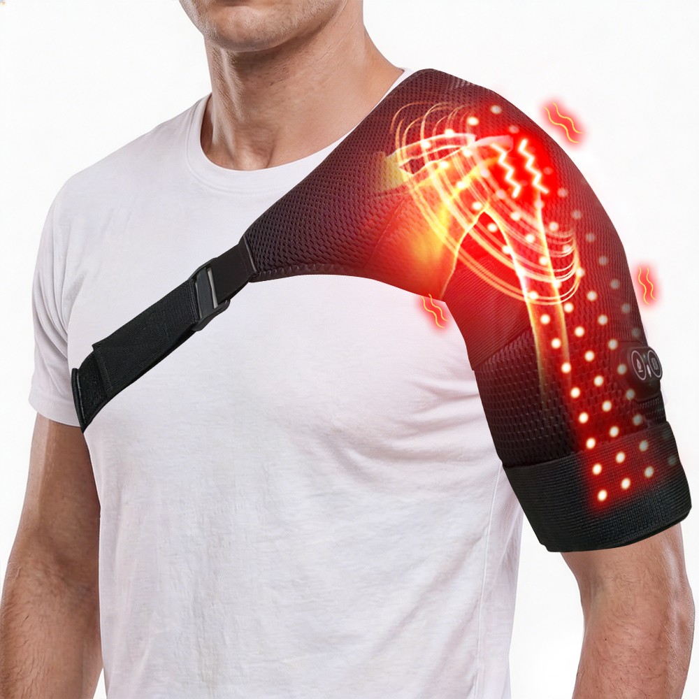 Cordless Shoulder Massager Pain Relief with 3 Vibration Modes, 3 Heating Levels