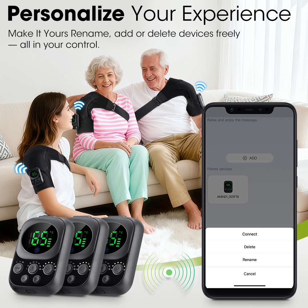 APP Control Heated Shoulder Massager with Heat Vibration Brace Joint Pain Relief