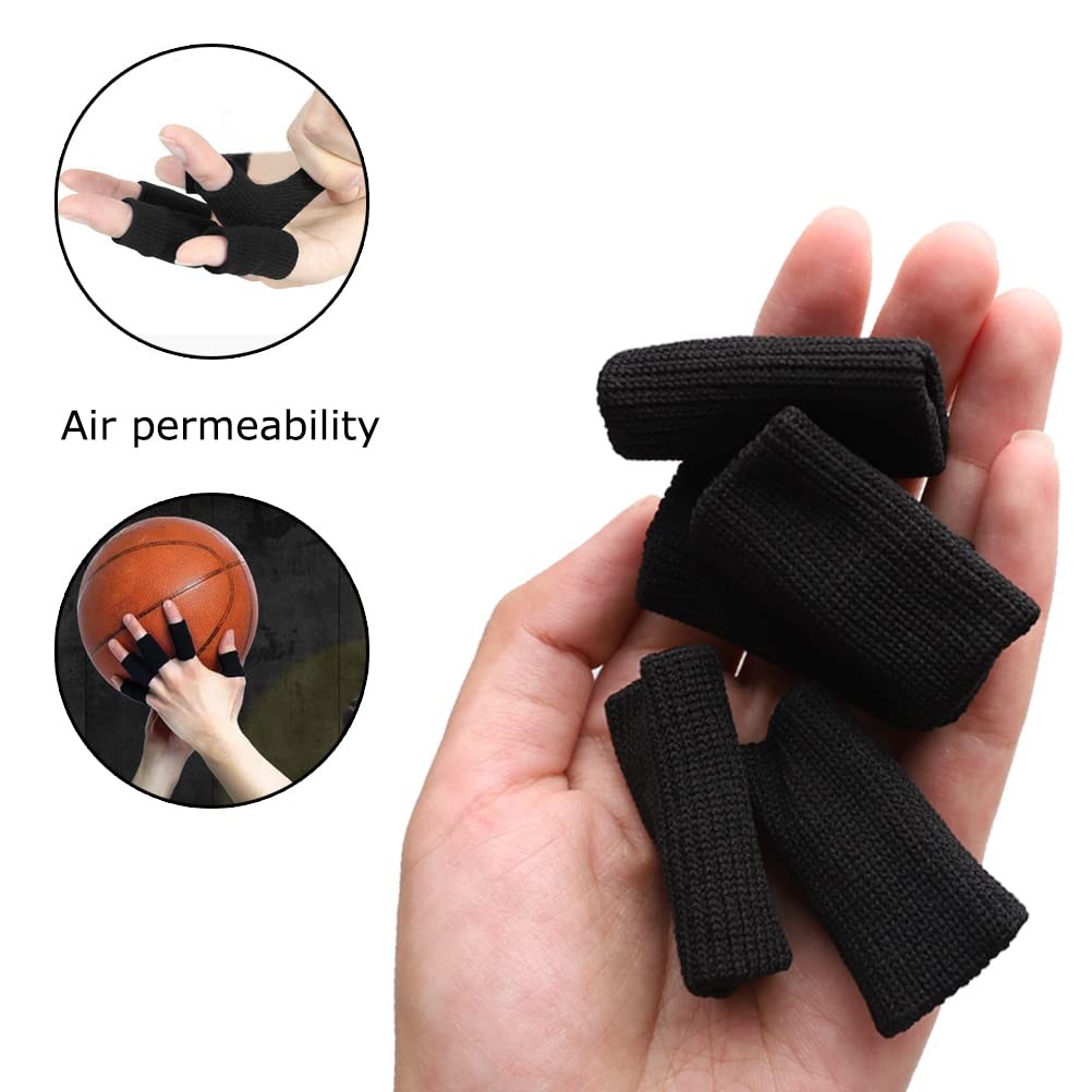 20 PCS Finger Sleeves Protectors Sport Thumb Brace Support Black Red Gear