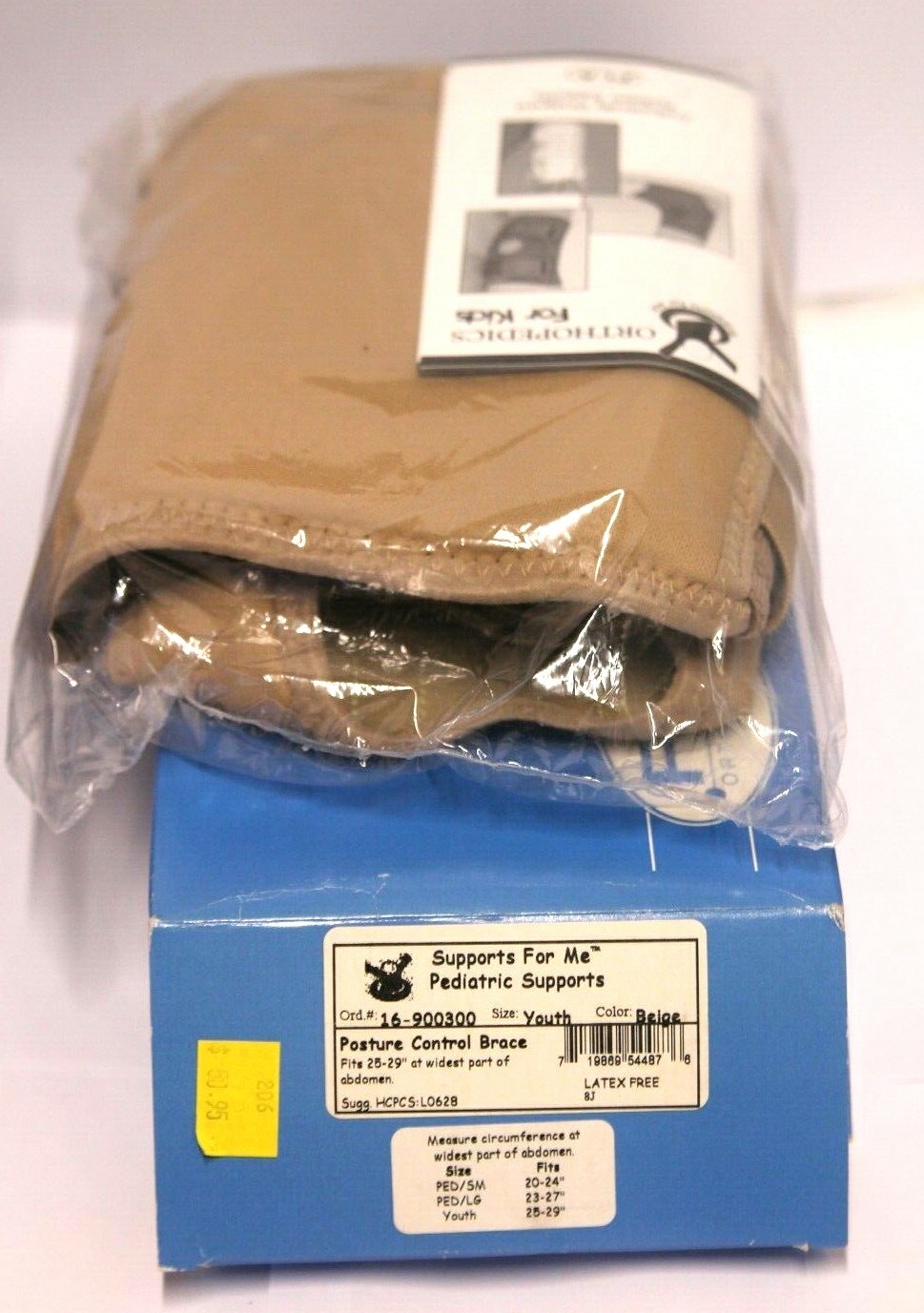 FLA Ortho Soft Form Back Posture Control Brace Pediatric & Youth sizes Beige