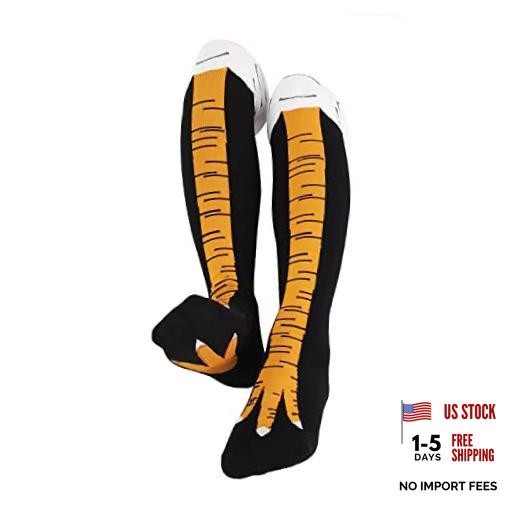 WHOTAY Crazy Funny Chicken Leg Socks for Women Men Novelty Chicken Feet Yellow