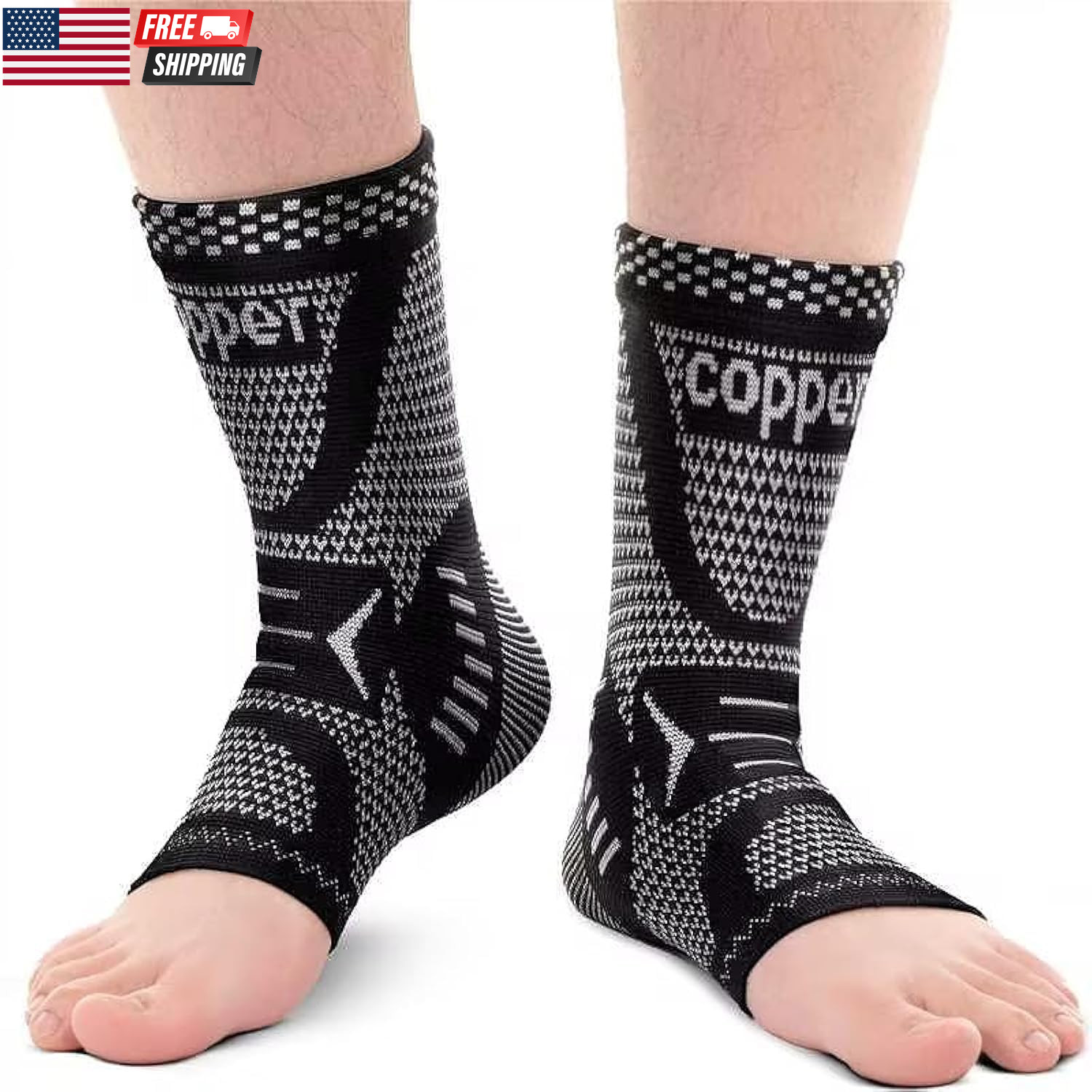 Ankle Brace for Women & Men, Ankle Compression Sleeve Support Copper Infused Ank
