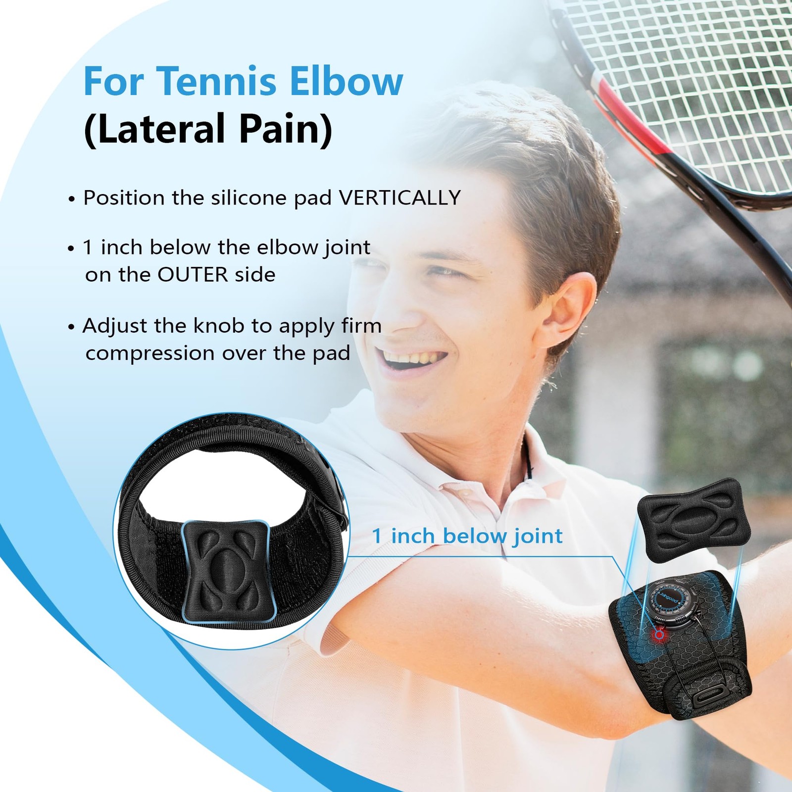 Elbow Brace with Knob Quick Adjustment and Silicone Pressure Pad, Tennis Elbo…