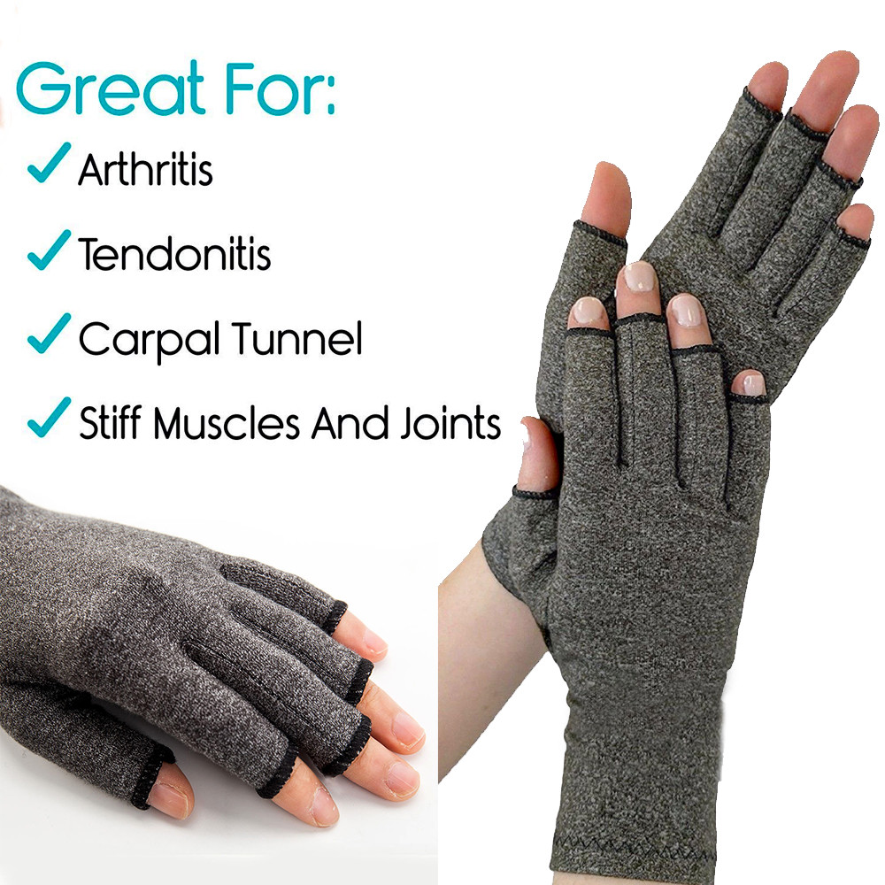 Arthritis Gloves Compression Pain Relief Hand Wrist Support Brace Half Finger