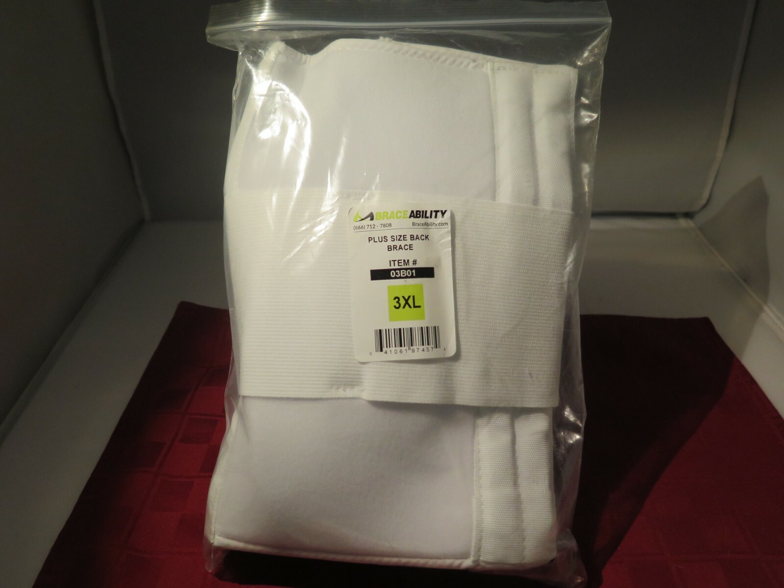 BraceAbility Plus Size Back Brace – White – Item #03B01 – Size 3XL – New