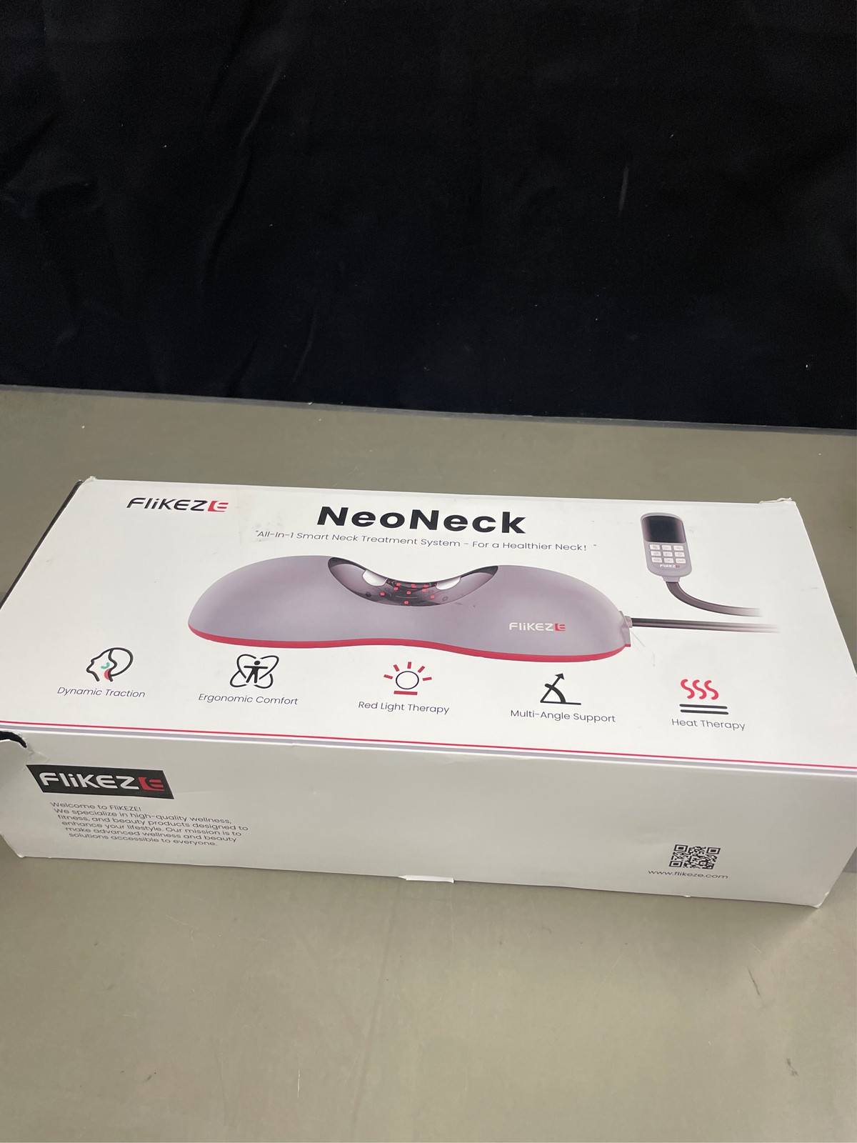 Heated Neck Stretcher with Red Light Therapy, Wireless Cervical Traction Device