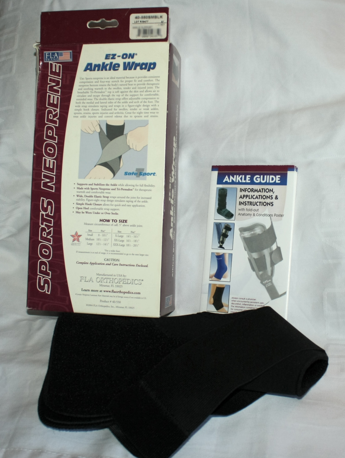 FLA Orthopedics Ankle Wrap Sports Neoprene /Tri-Permalon Small Size Good Conditn