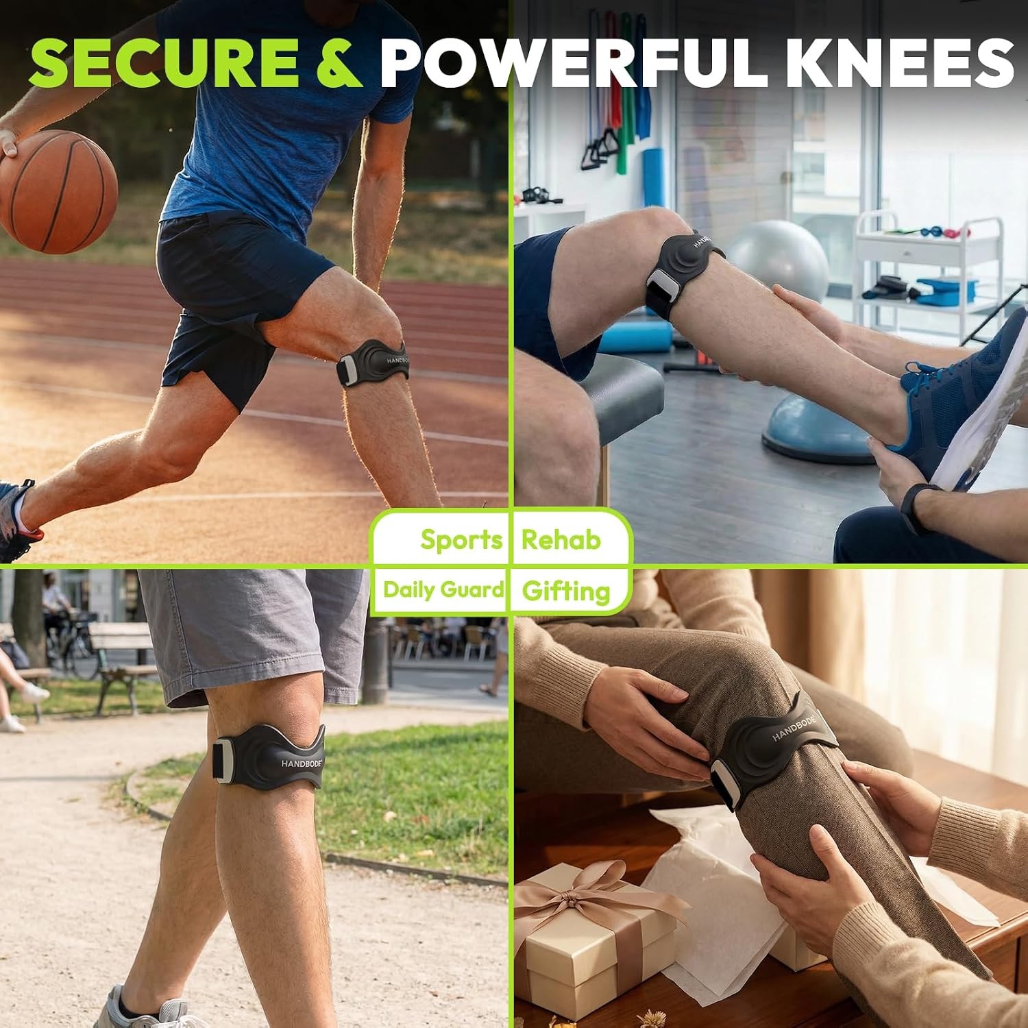 HANDBODE 2 Pack Patellar Tendon Support Strap Knee Brace Pain Relief Running