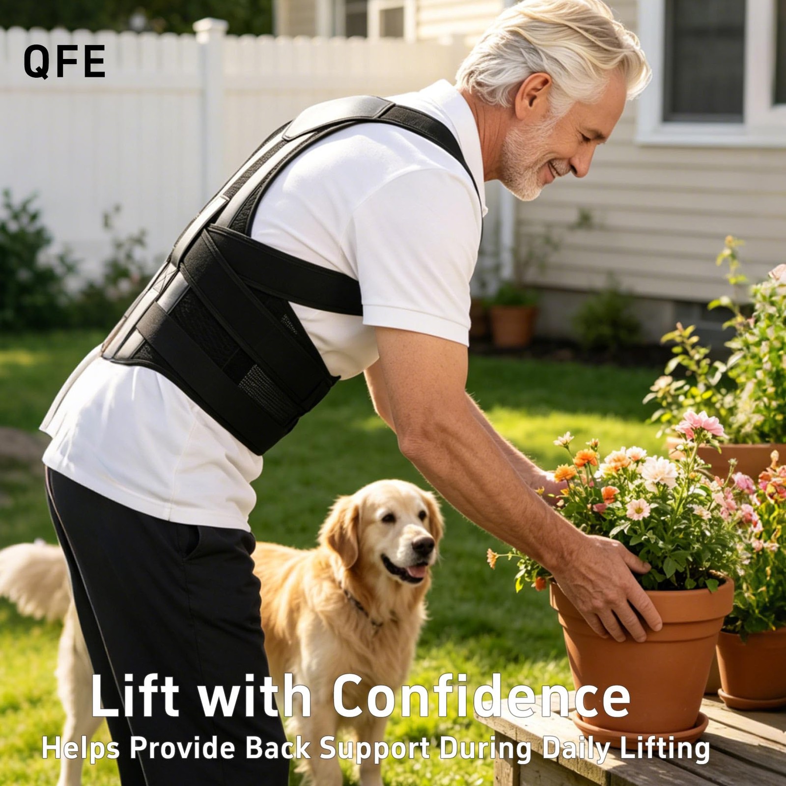 QFE Posture Corrector Back Brace for Men and Women Upper Medium, Black