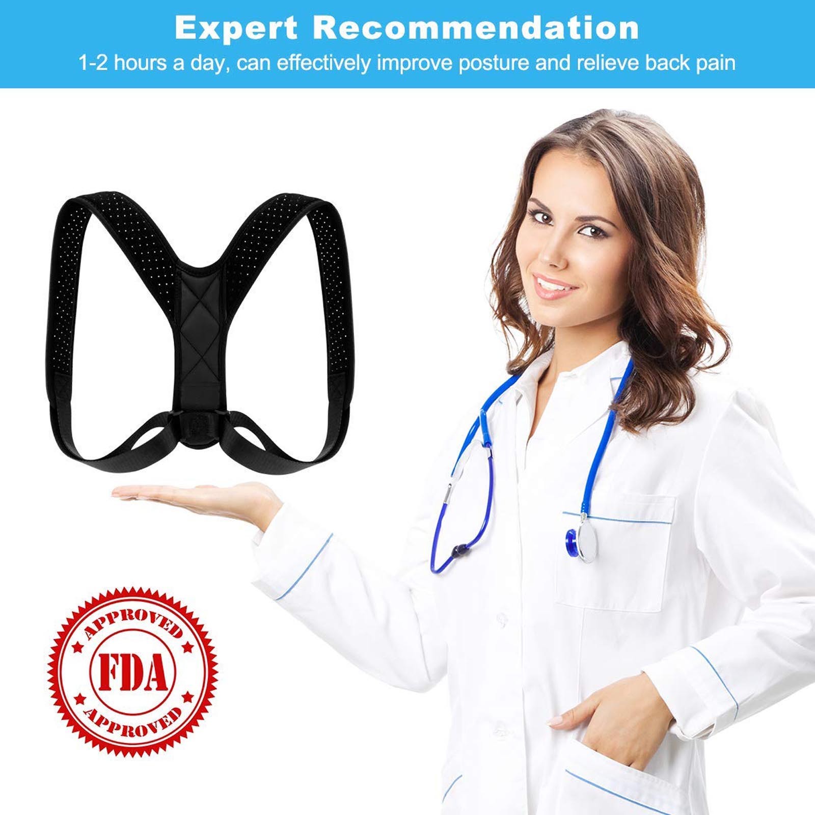 Back Posture Corrector Brace Adjustable Shoulder Support Relief Men Women Unisex