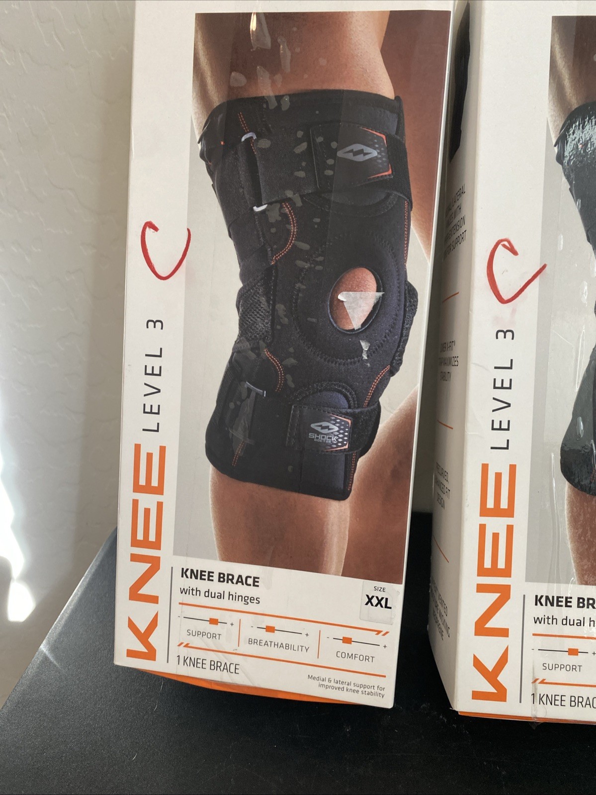 Shock Doctor LEVEL 3 KNEE BRACE W/ DUAL HINGES, Size XXL Lot Of 2