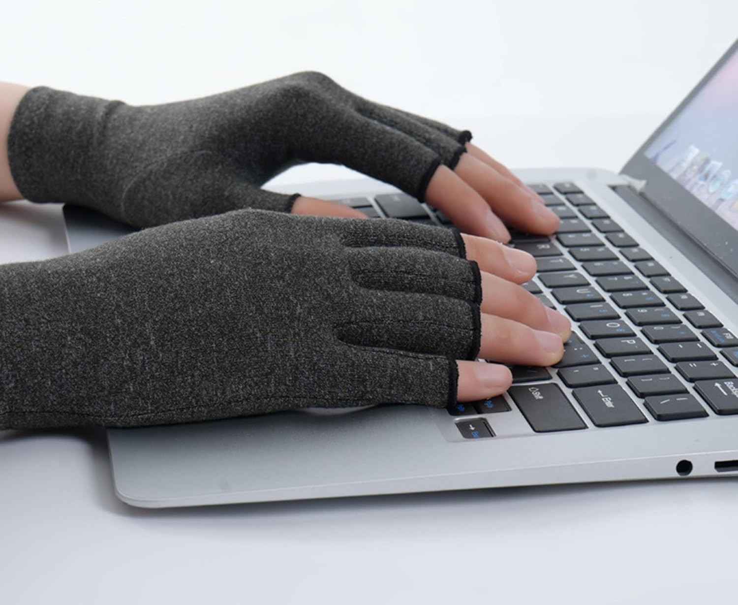 Large Compression Arthritis Gloves – Comfortable Fingerless Design in Dark Gray