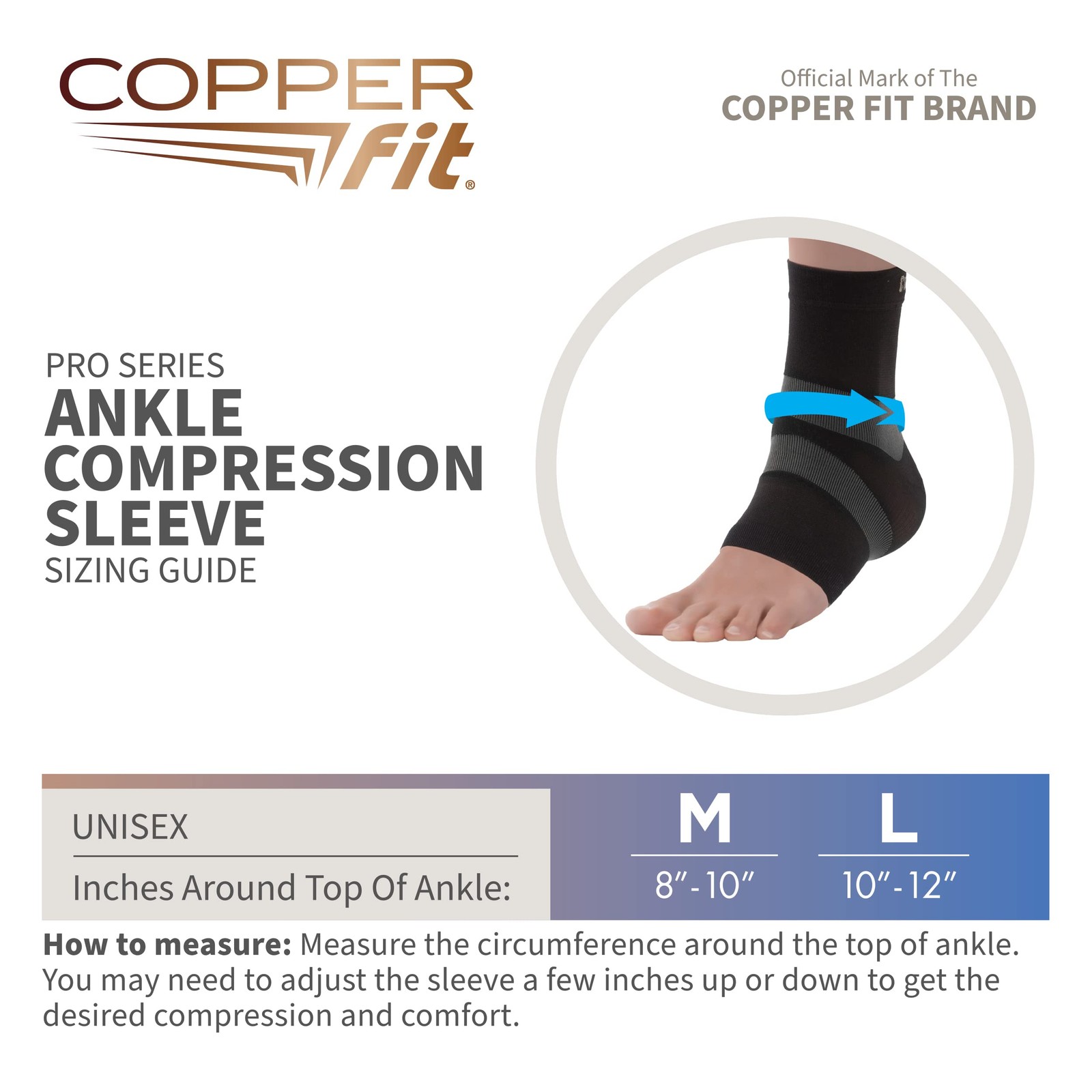 Copper Fit Pro Series Performance Compression Ankle Sleeve Large Cfproak