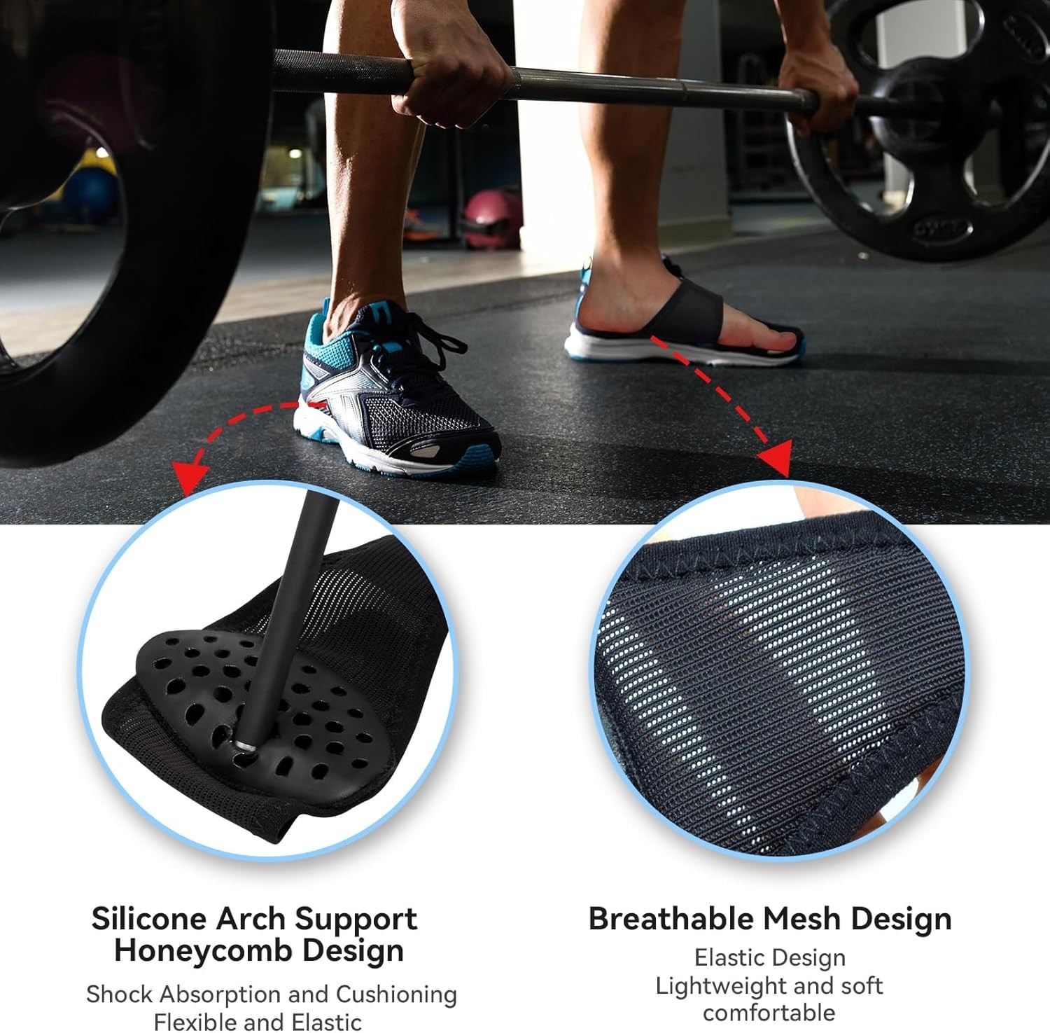 Upgraded Breathable Mesh Arch Support for Plantar Fasciitis – Two-Pack Gel Pads