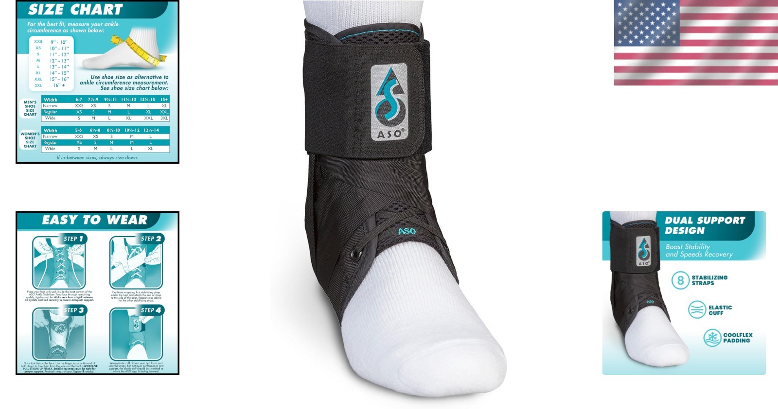 Lightweight ASO Ankle Stabilizer with Figure-8 Straps – Ultimate Sports Support