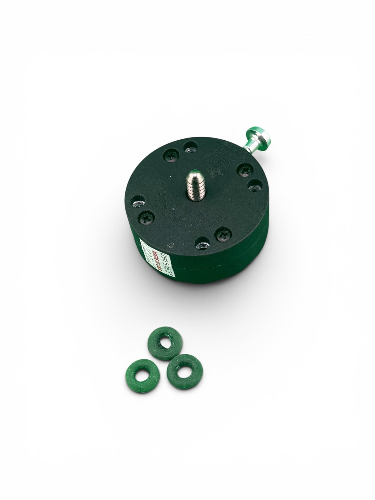 Bulldog lock with pin and green bumpers
