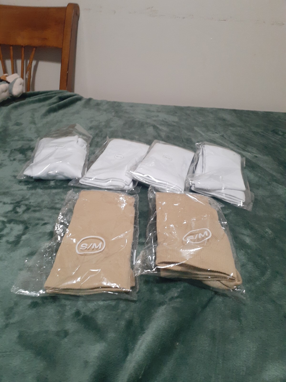 compression knee socks Lot Of 6 pairs Nude White Size Small And Medium