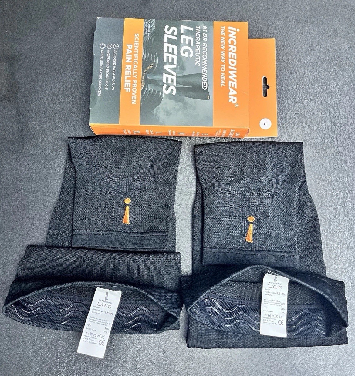Incrediwear Leg Sleeve Pair Large Black Compression Sleeve – Used Good Condi