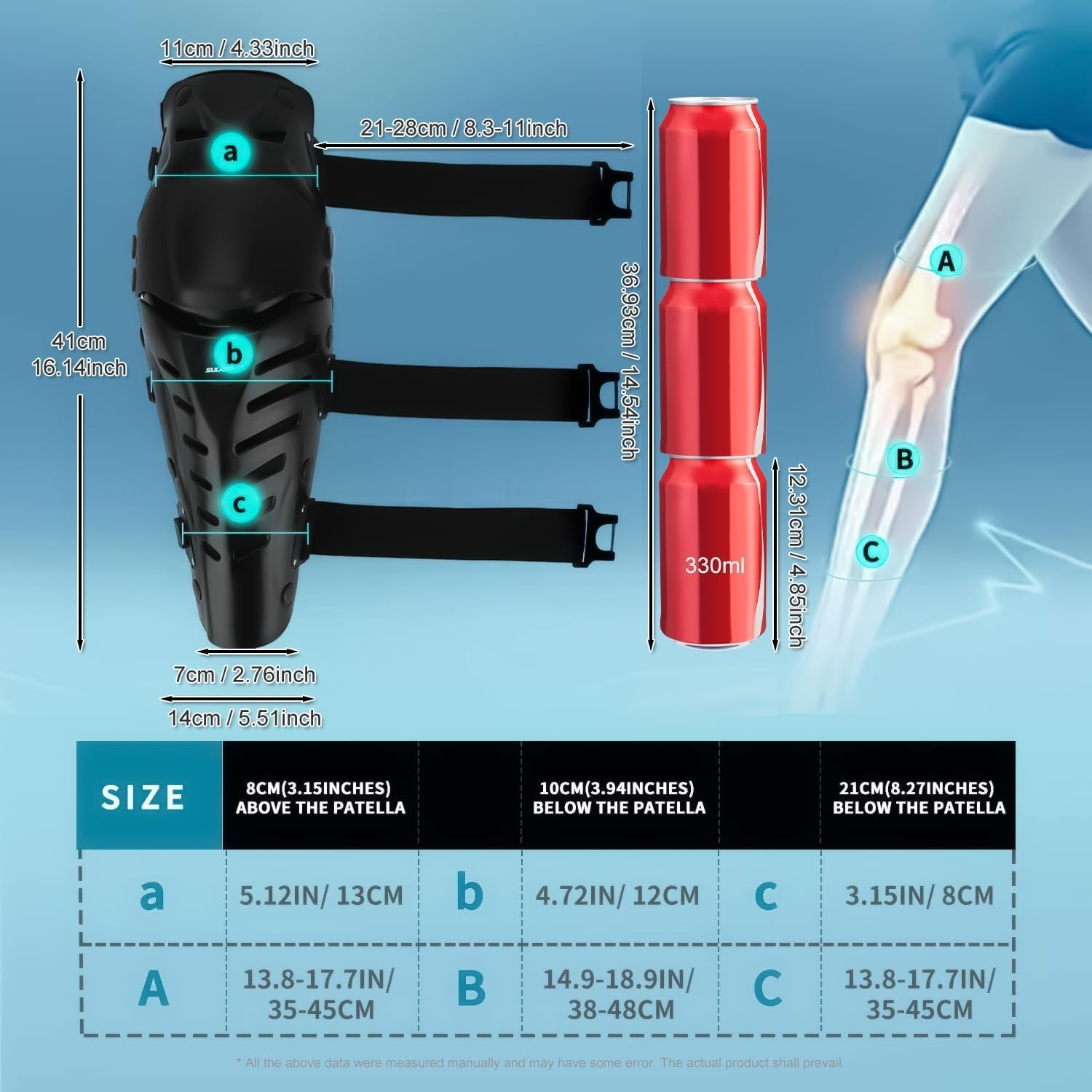 Knee Pads, Adjustable Long Leg Sleeve Gear Crashproof Nonslip Protective Shin Gu