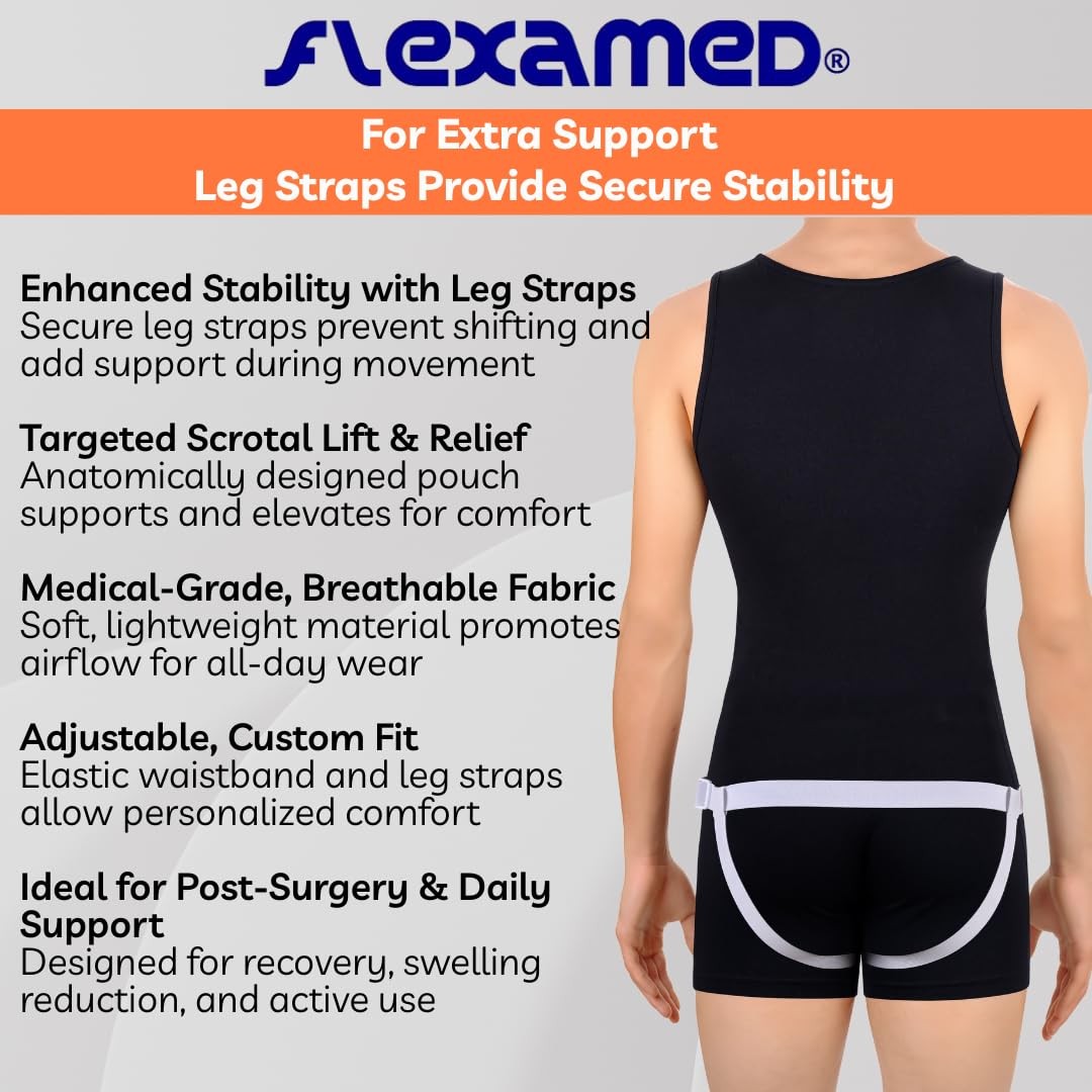FlexaMed Suspensory Scrotal Support with Leg Straps – XXX-Large | Designed fo…