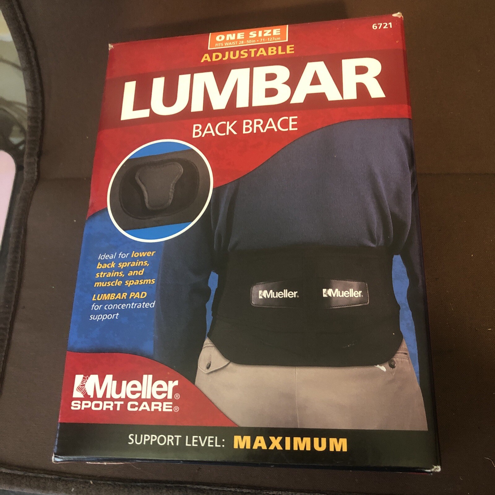 Mueller Sport Care Lumbar Adjustable Back Brace One Size 28-50 in Model #6721