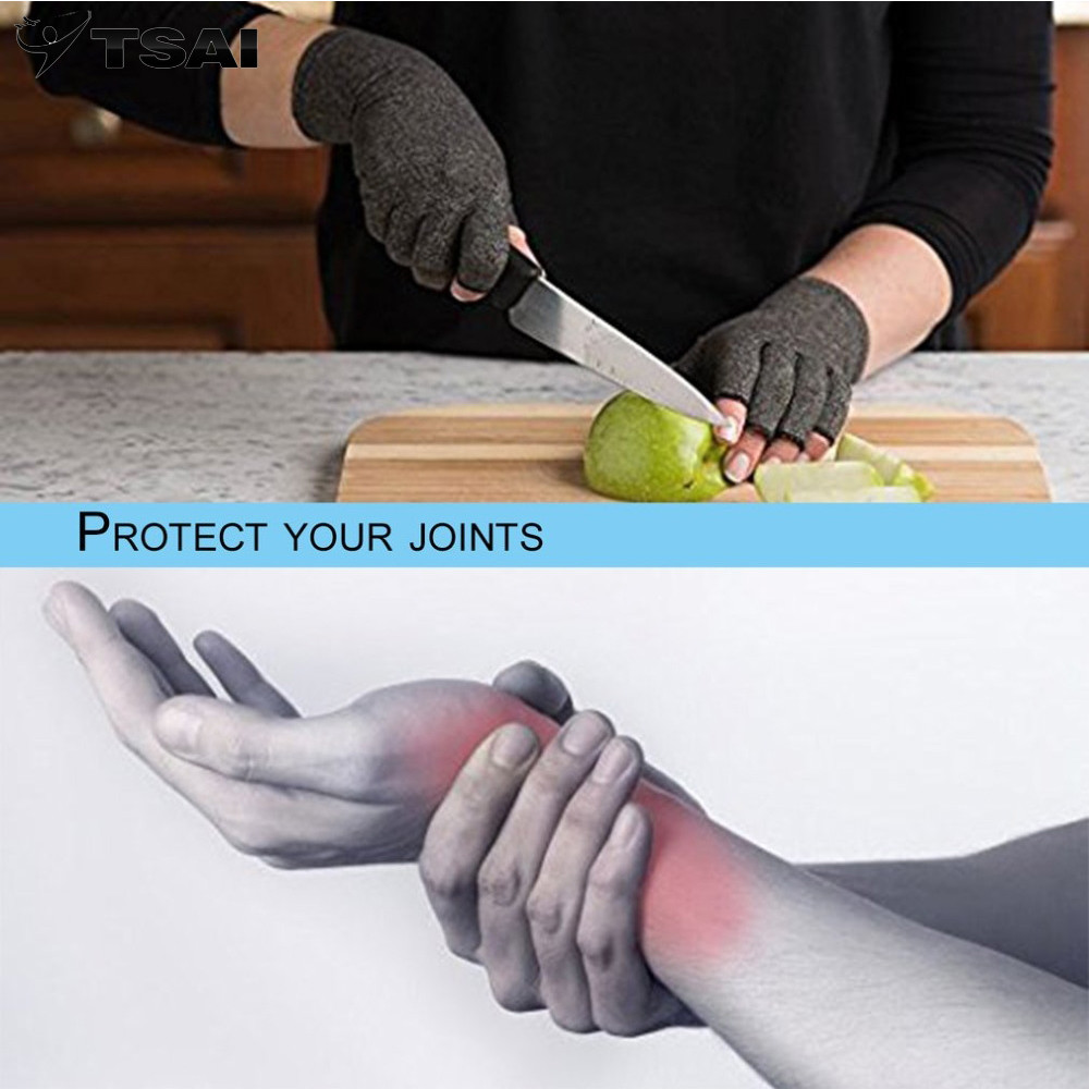 Arthritis Gloves Compression Pain Relief Hand Wrist Support Brace Half Finger