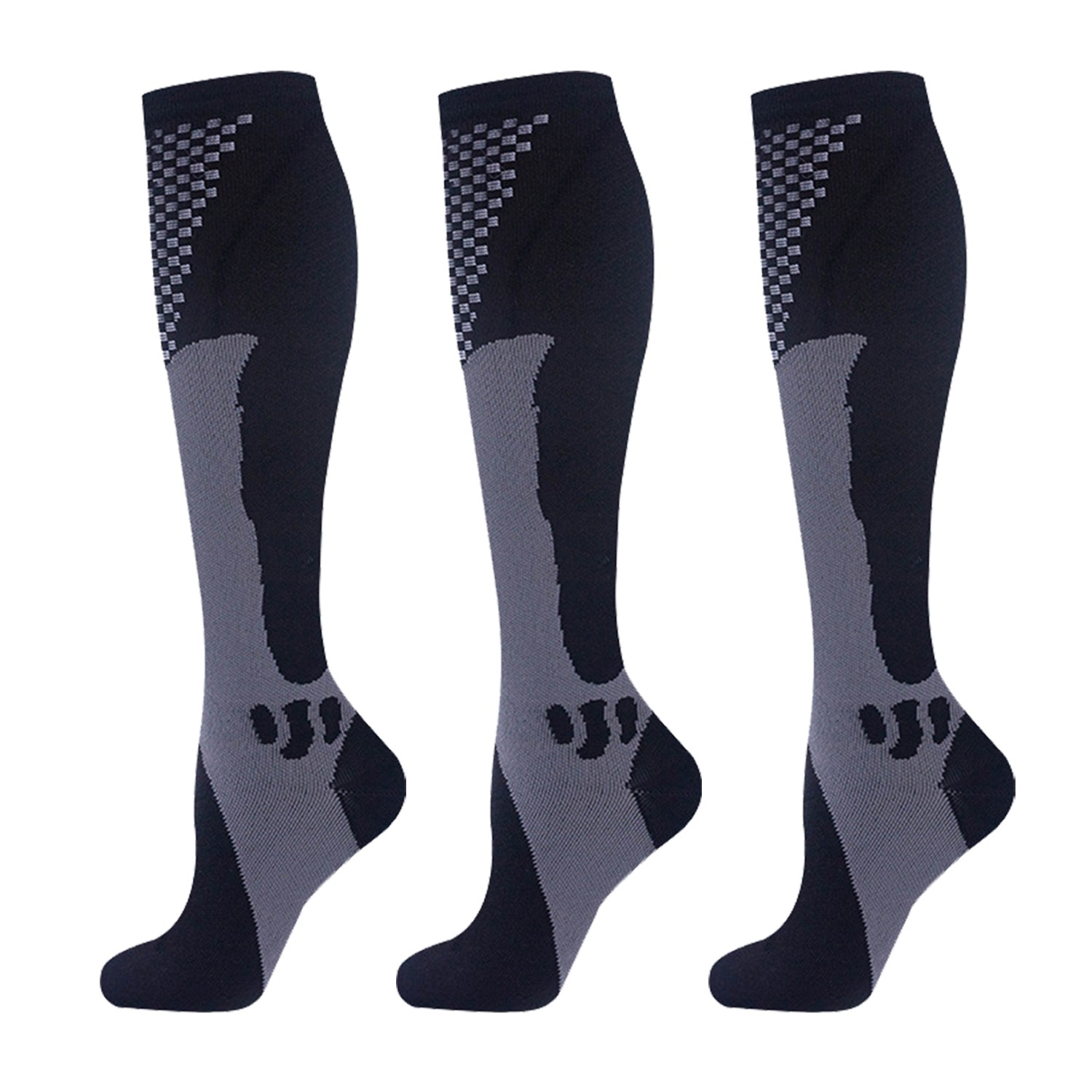 (3 Pairs) 20-30mmHg Compression Socks Calf Support Anti Fatigue Knee High Socks