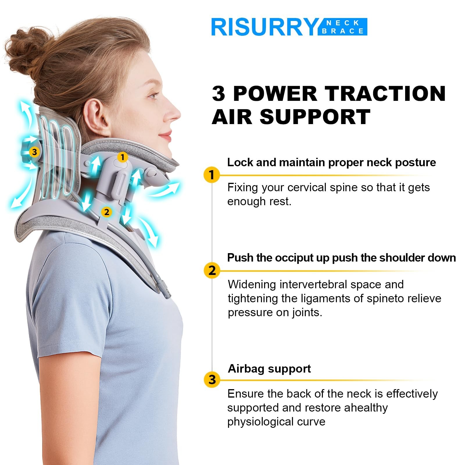 Cervical Neck Traction Device Fast Air Pump Neck Brace, Adjustable Inflatable…