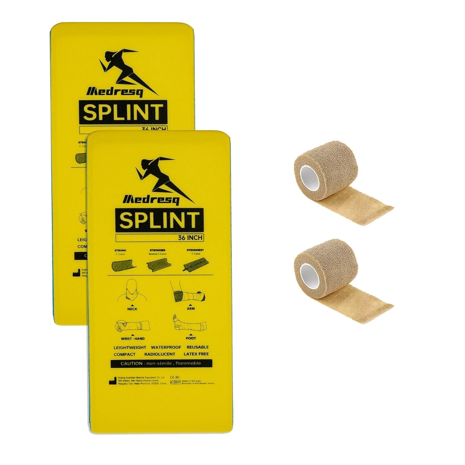 Medresq SPLINT 36 Inch Lightweight, Waterproof, Reusable, Compact, Latex Free