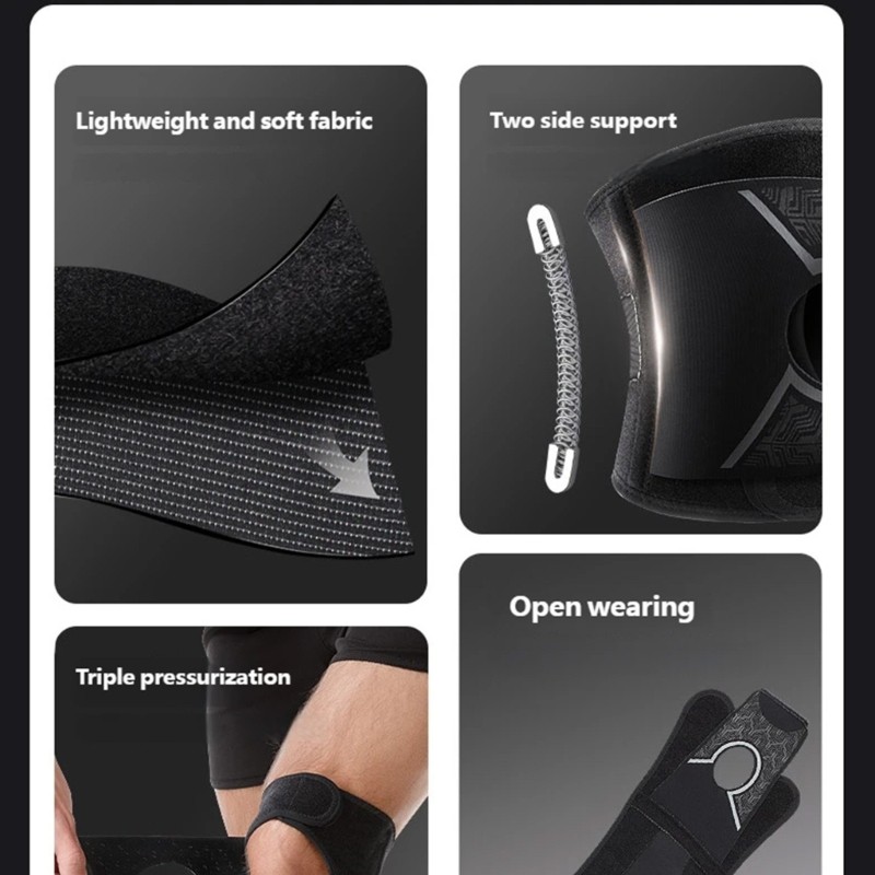 Shock Absorption Breathable Sport Knee Brace with Spring Stabilizers for Running