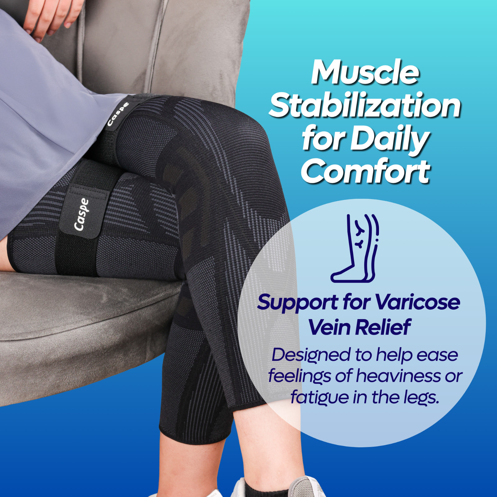 Knee Support Compression Full Leg Sleeve Brace Sport Joint Pain Relief Arthritis
