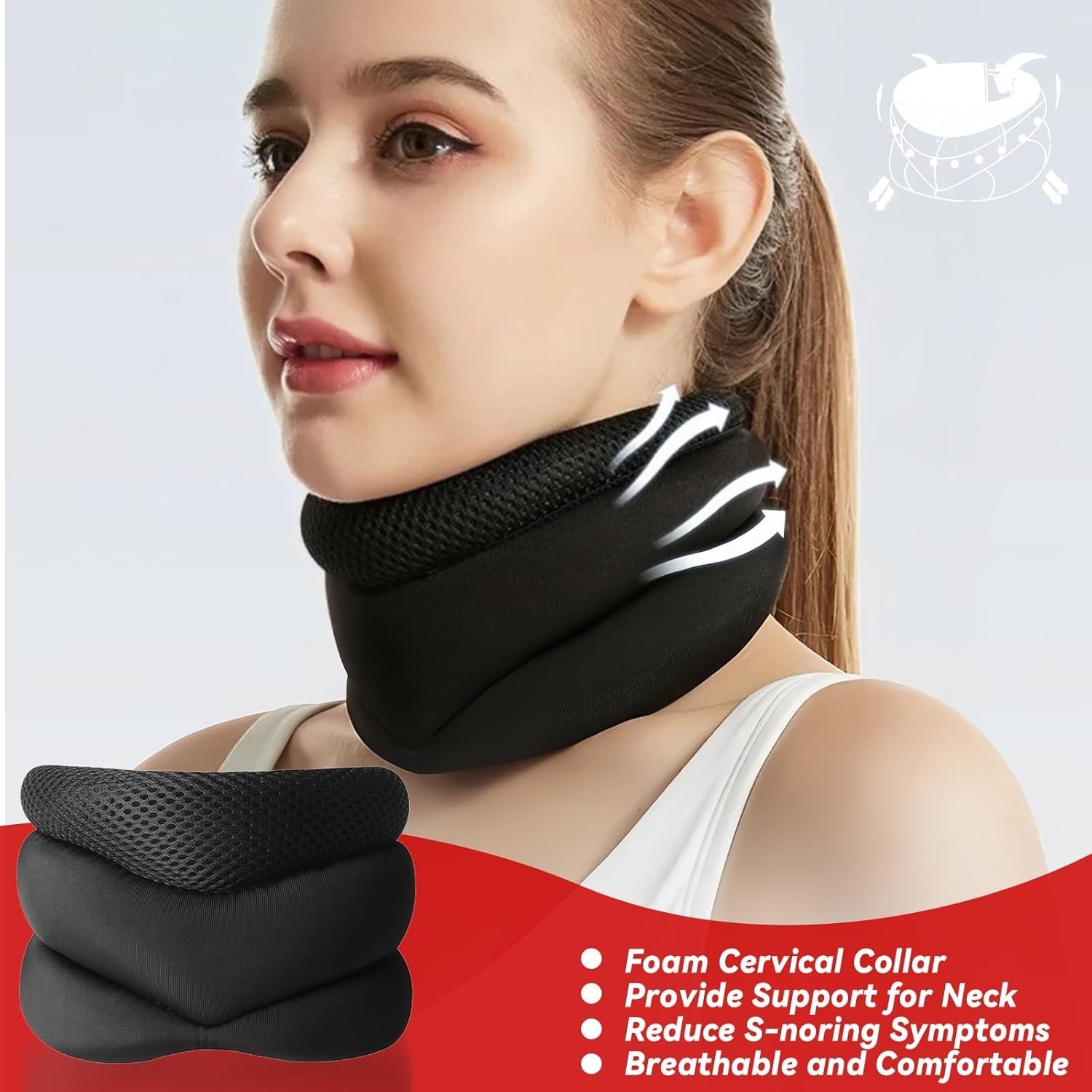 Vitavix Neck Support Pillow for Ergonomic Snoring Relief, Adjustable Cervical Al