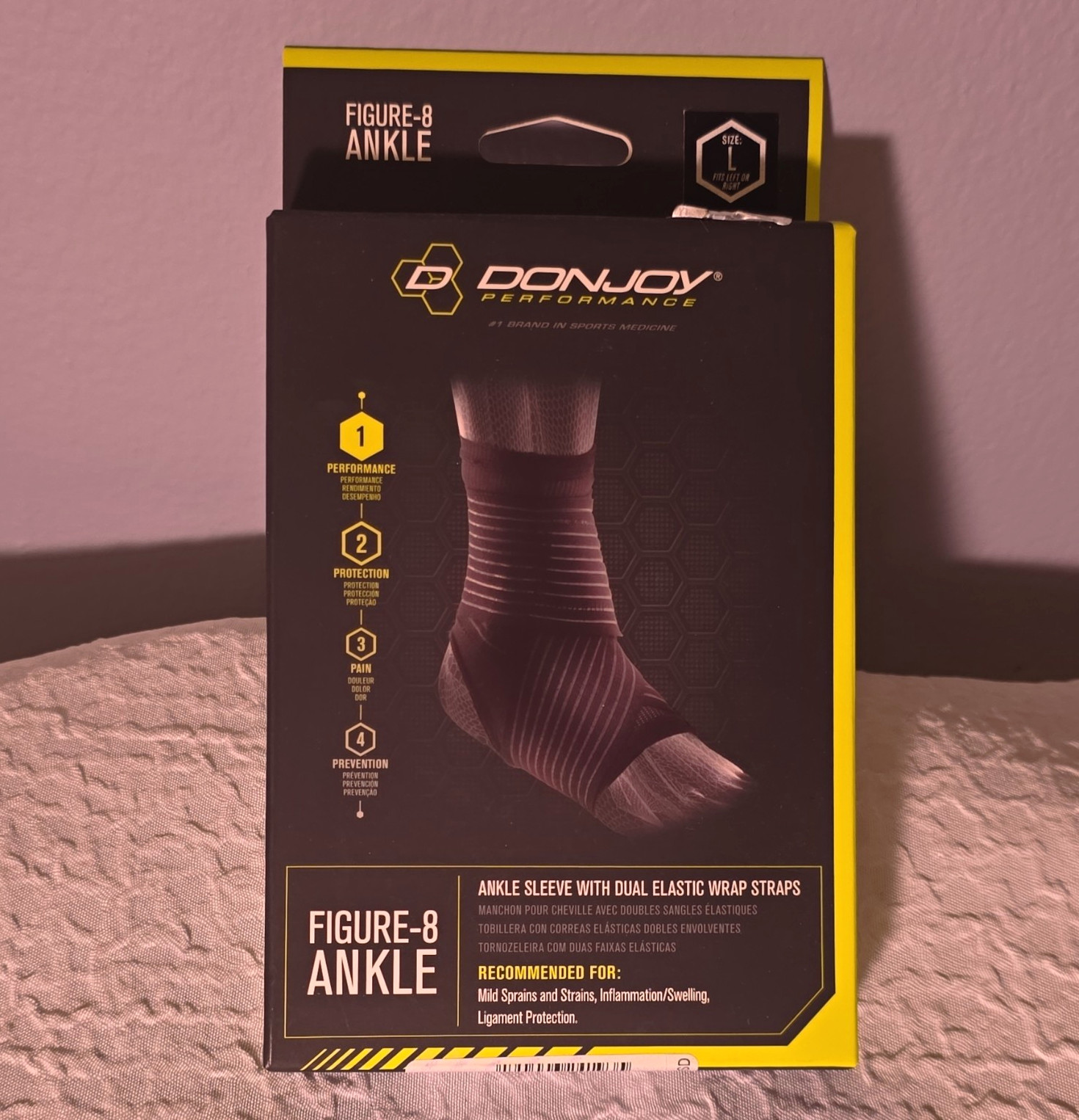 DonJoy Performance Figure-8 Ankle Brace Size L Black Compression Stabilization
