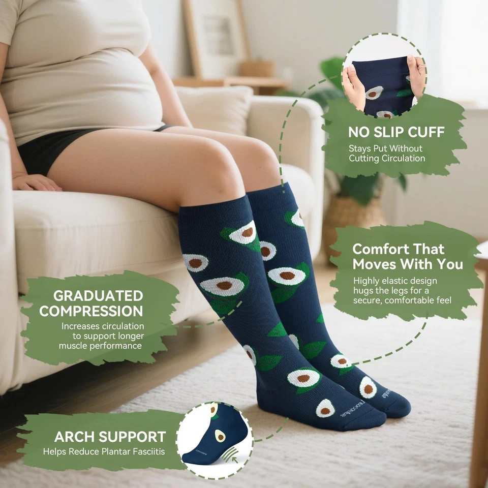 Plus Size Compression Socks for Women Men Wide Calf 15-20 mmHg Knee High Extr…