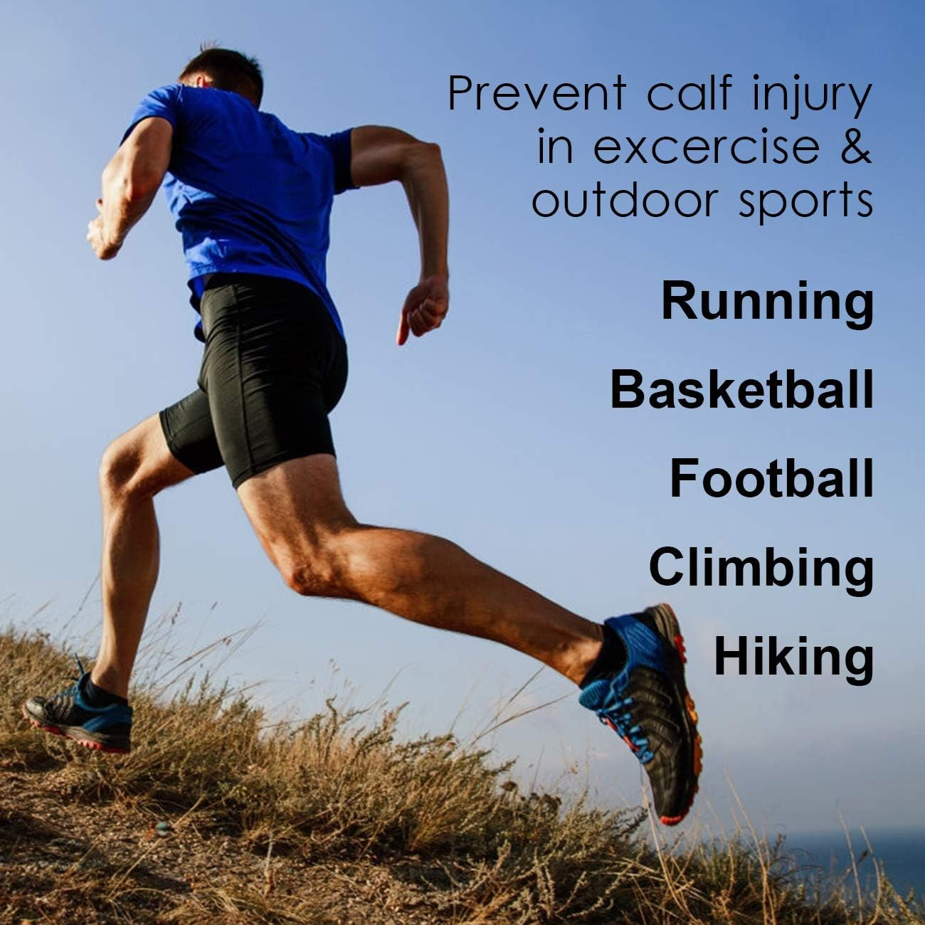 Calf Brace, Shin Splint Compression Sleeve (1 Pair) for Swelling, Edema, Hiking,