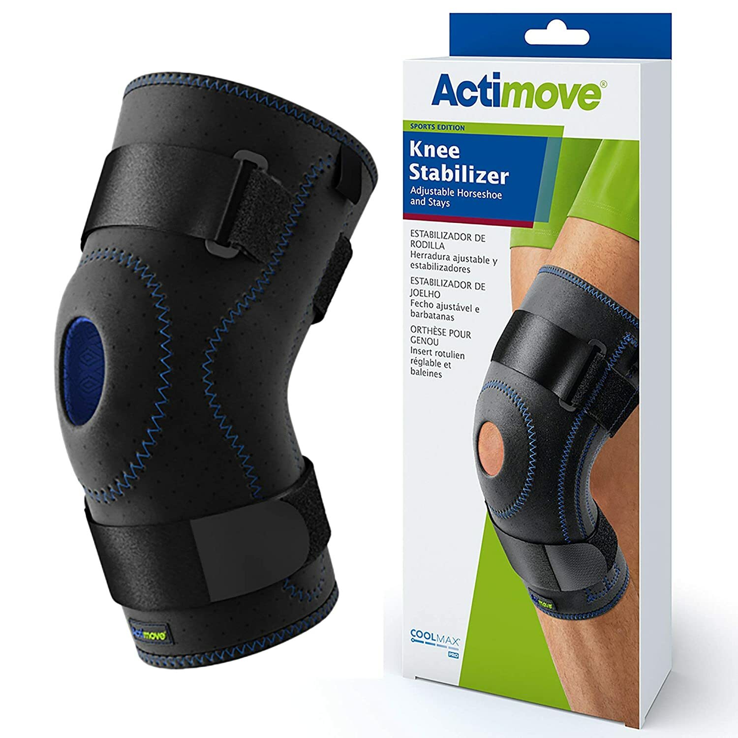Actimove Knee Stabilizer Adjustable Horseshoe & Stays X-Large (Black)