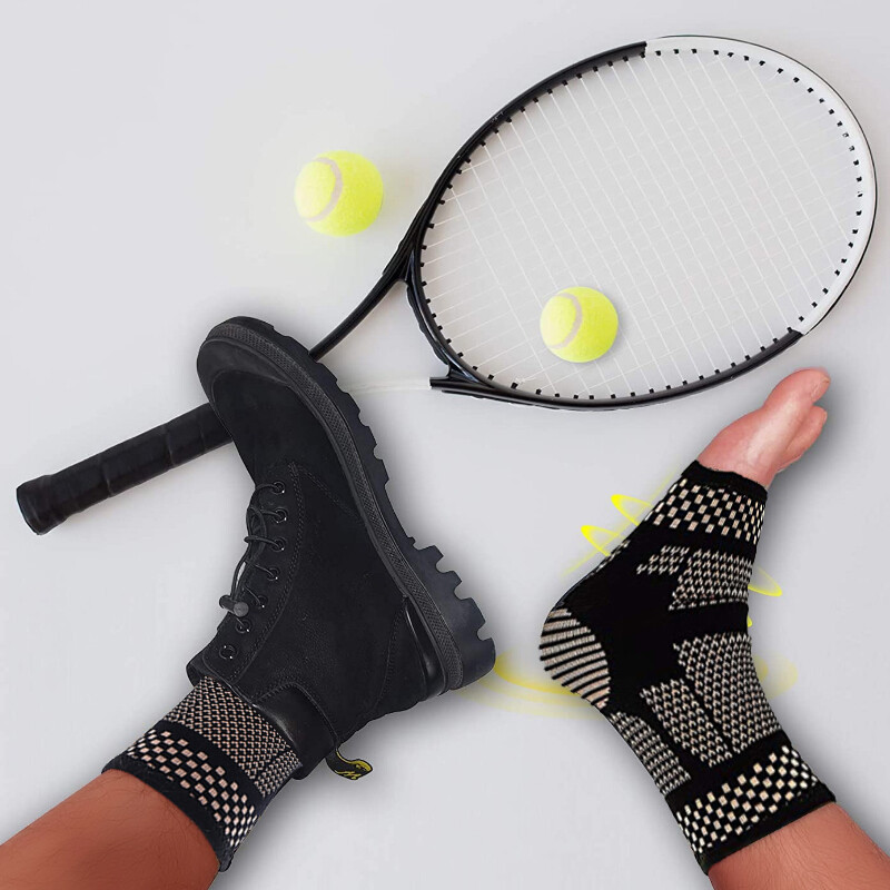 Copper Ankle Support Brace Compression Sleeve Plantar Fasciitis Foot Wrap Pain