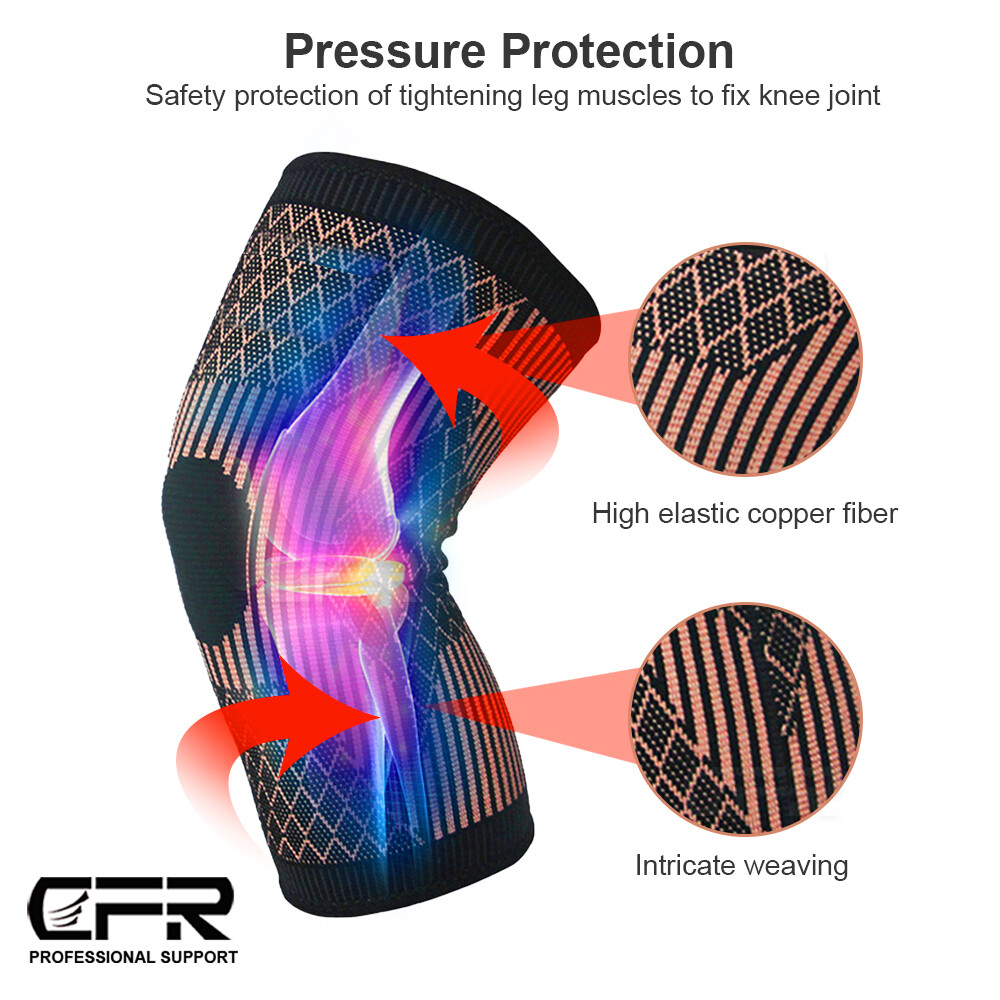 Knee Sleeves Copper Compression Brace Support Sport Arthritis Joint Injury Pain
