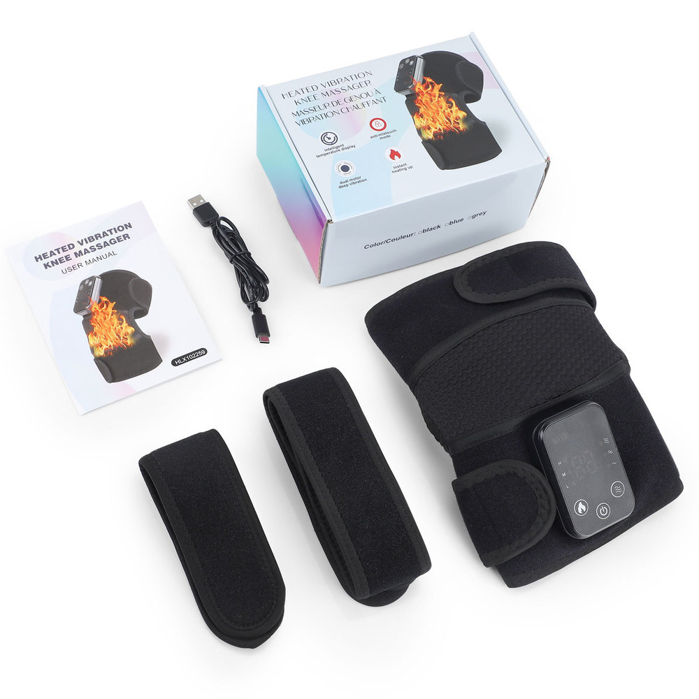 Cordless Heated Vibration Knee Joint Brace Therapy Shoulder Massager Pain Relief