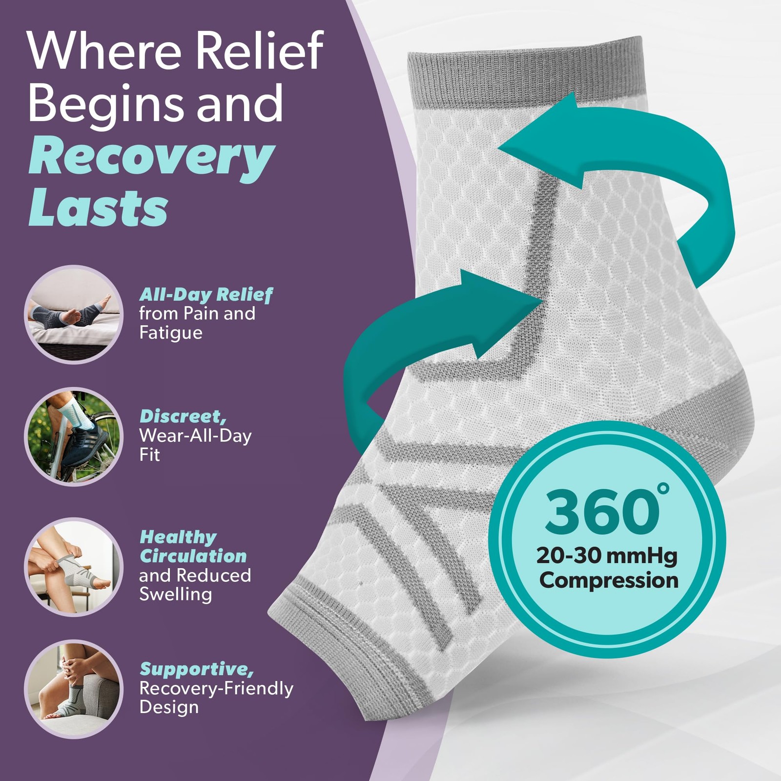 Athletic Ankle Compression Socks Toeless Brace Sleeves Sports M Light Blue