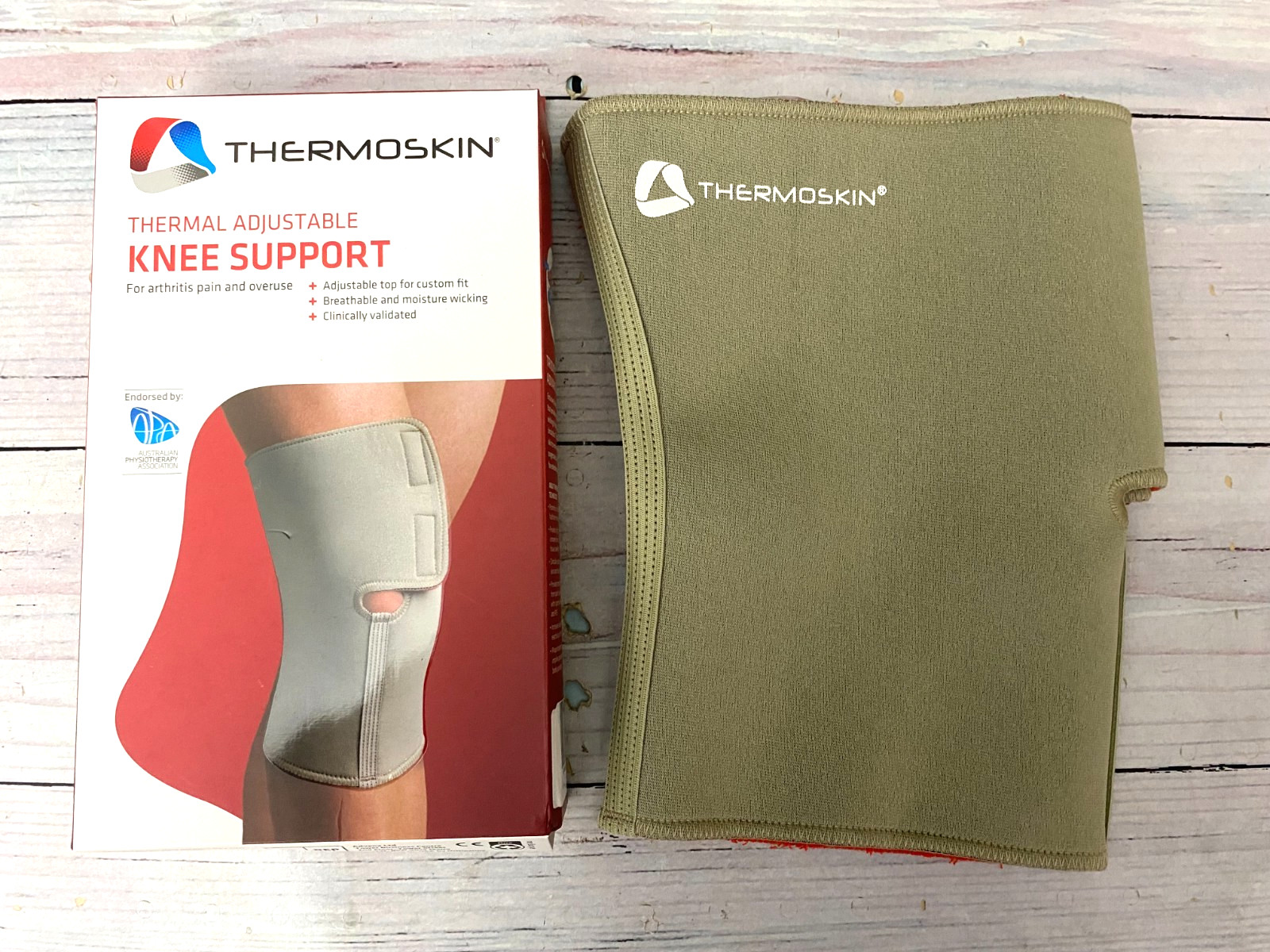 Thermoskin Adjustable Knee Support, Knee Wrap, Beige, Universal, L Large