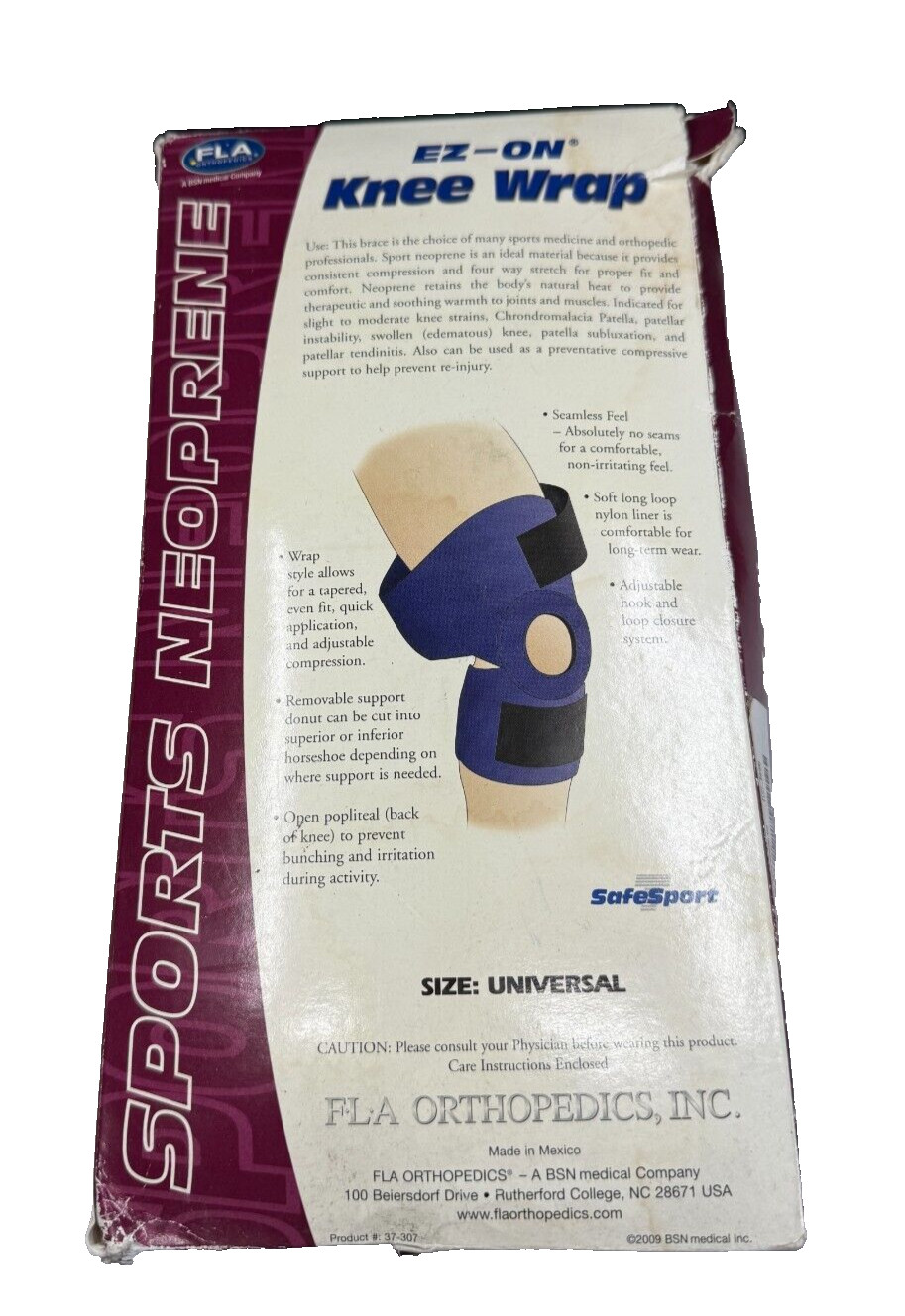 EZ-ON Wrap Knee Support / Brace Sports Neoprene Universal As Shown