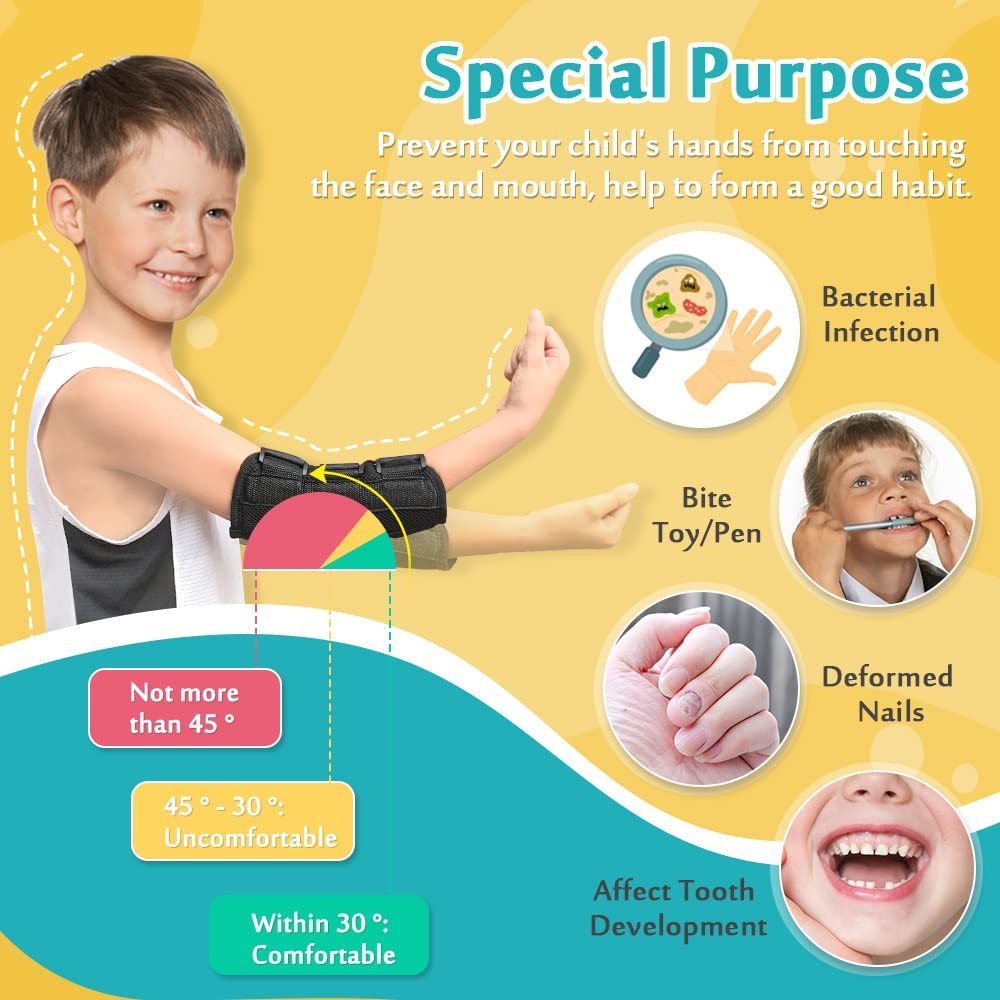 Mybow Pediatric Elbow Brace Splint Child Kids Arm Immobilizer Small, Black