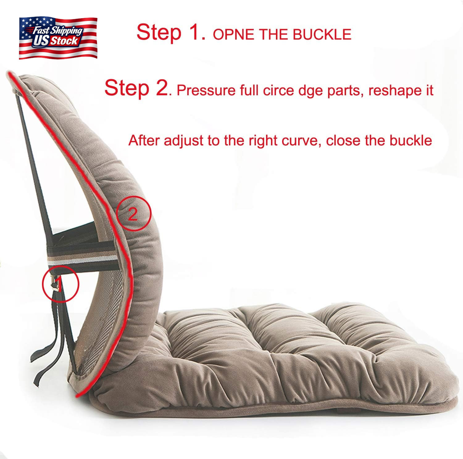 ALIBO Low Back Pain Relief Large Size Firm Lumbar Support and Nonslip Recliner C
