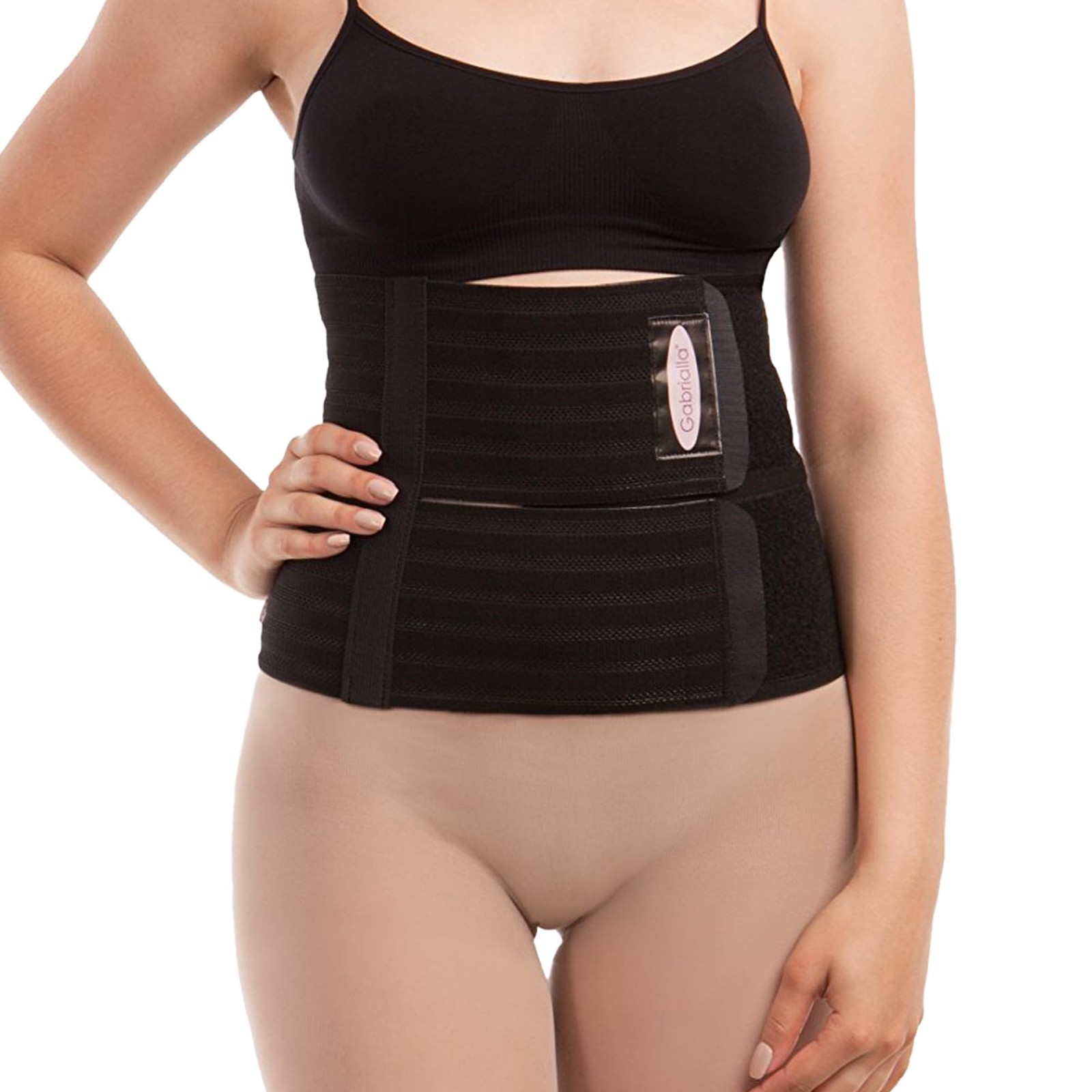 GABRIALLA 9” Abdominal Binder for Women: Ideal Postpartum Belly Large, Black