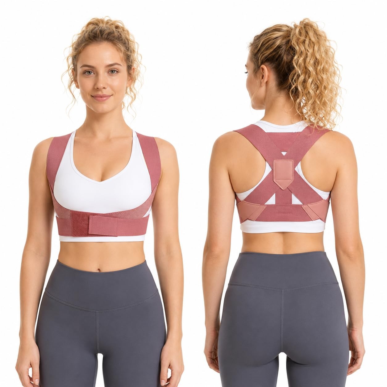 Back Brace Posture Corrector for Women, Adjustable Shoulder Support Strap, In…