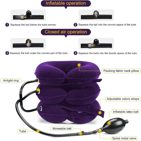 Inflatable Cervical Neck Traction Device Collar Brace Support Pain Relief