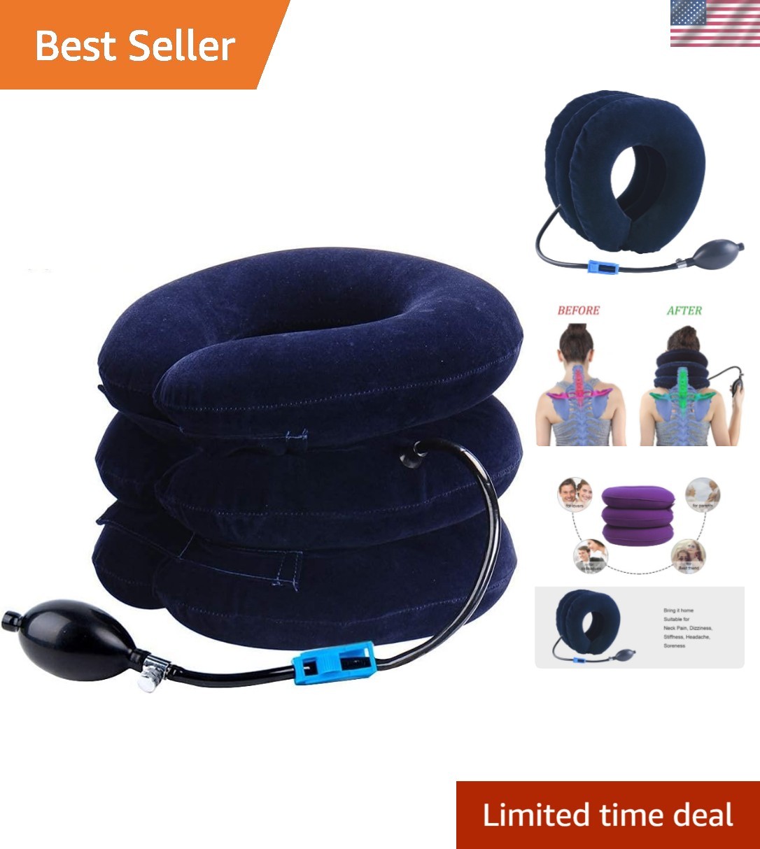 Cervical Neck Traction Device Inflatable Neck Stretcher, Easy to Use for Chro…