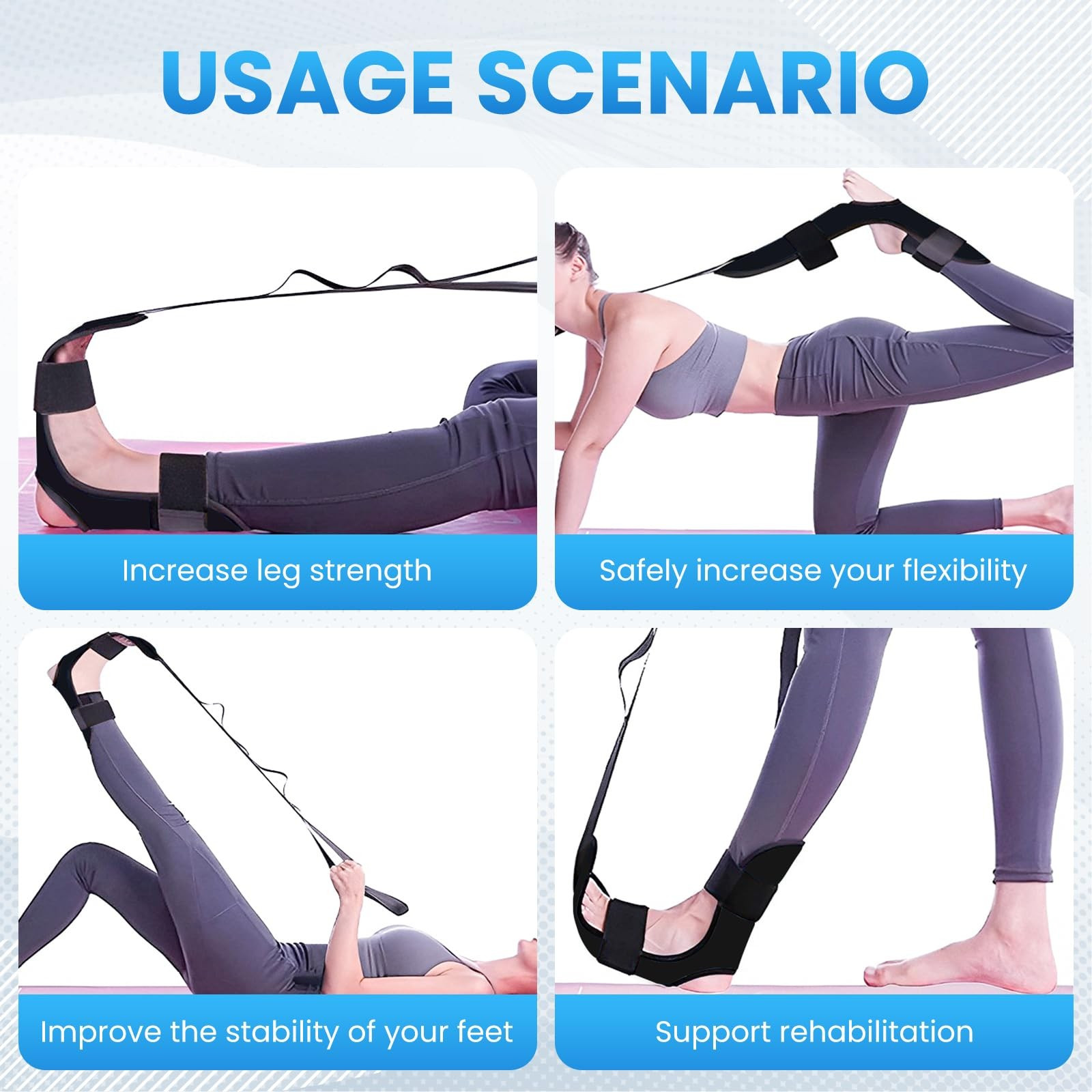 Calf Stretcher and Foot Rocker for Plantar Fasciitis – Leg Stretching Strap, …